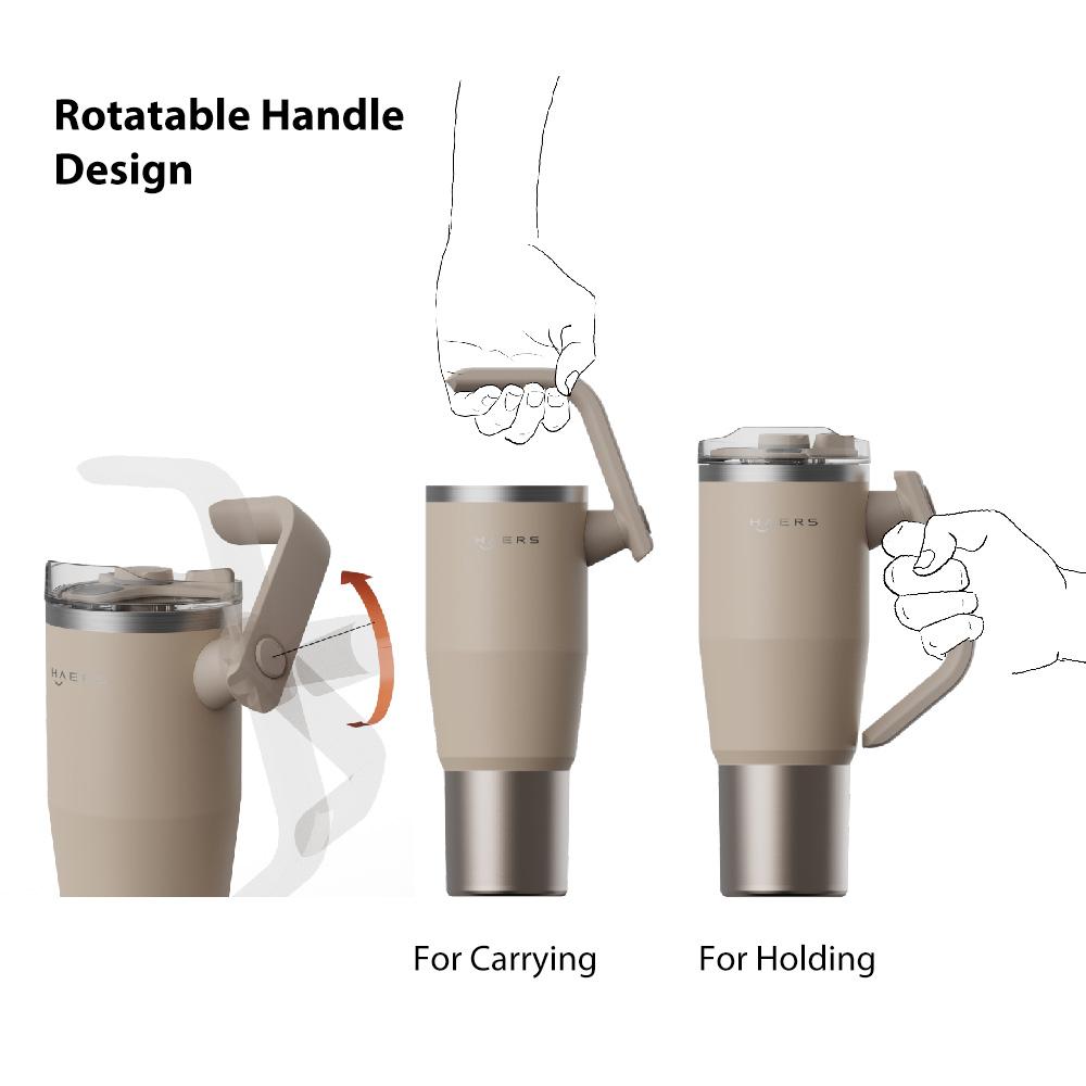 Hals Hot Sale Rotatable Handle Vacuum Metal Cold Cup Stainless Steel Travel Cup Cupping 40 Oz Thermos Cup With Lid And Straw