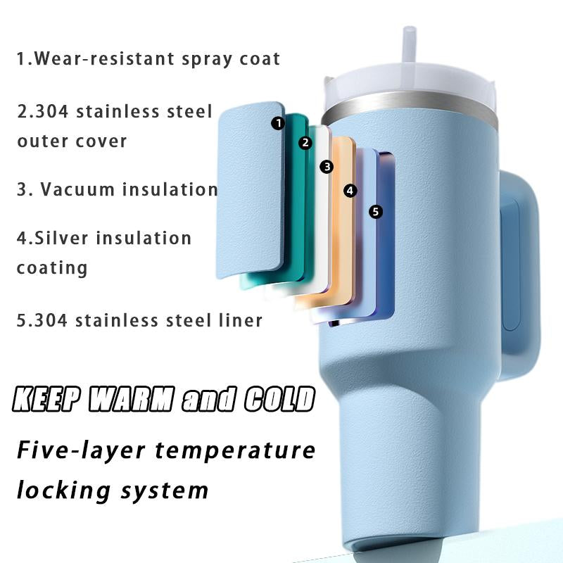 Custom 40 Ance Cup Adventure Stainless Steel Double Wall Vacuum Metal Travel Coffee Cup 40 Oz Tumbler With Handle