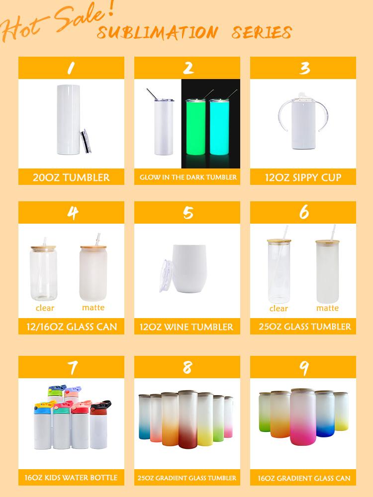 US Warehouse Stock 12 Oz 16 Oz Clear Frosted Sublimation Blank Glass Mason Can Beer Can Glass With Bamboo Lid And Straw