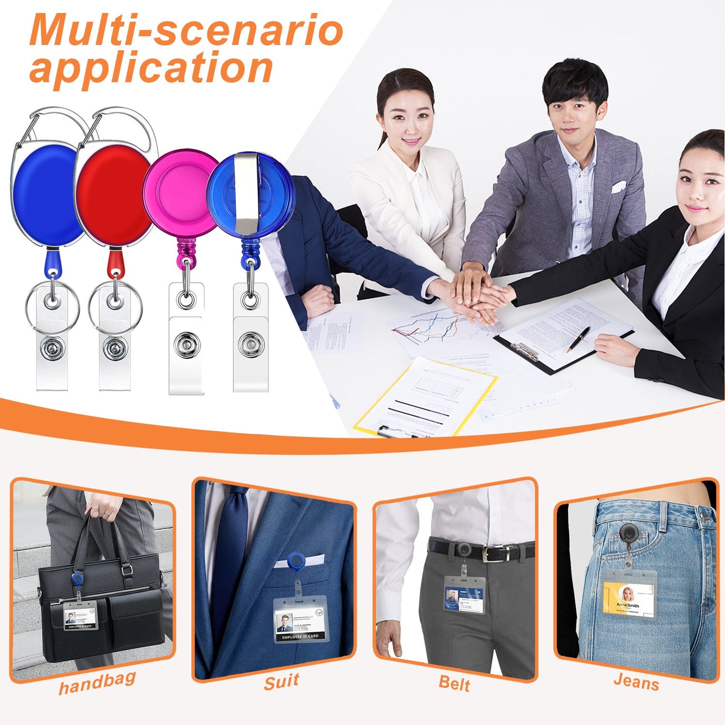 Heavy Duty Retractable Badge Holder Reel Medical Nurse Name Badge Reel Card Holder Metal Clip Retractable Name Badge Reel