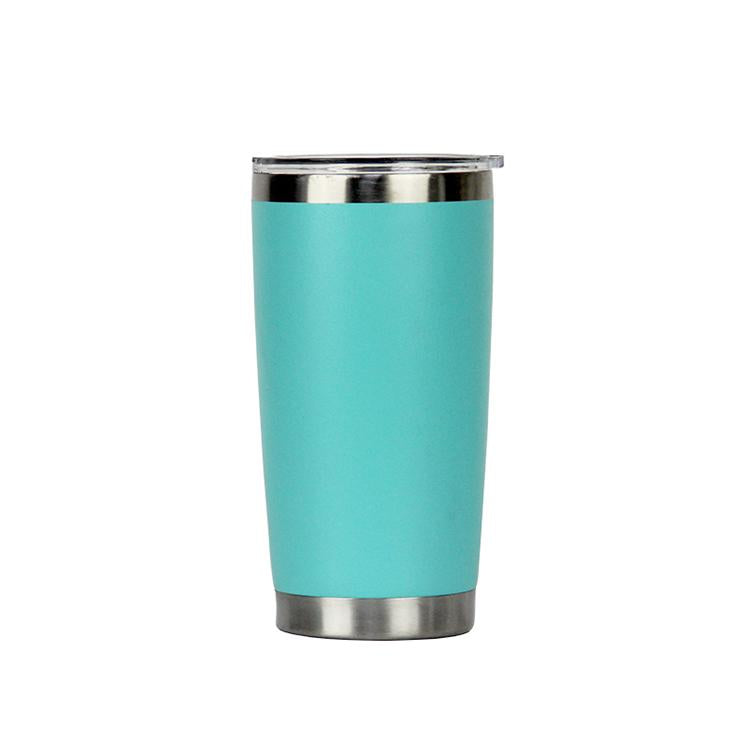 Custom 20 Oz Tumbler Cup With Powder Coated Color Double Wall Stainless Steel 20 Oz Coffee Tumbler With Lid And Straw