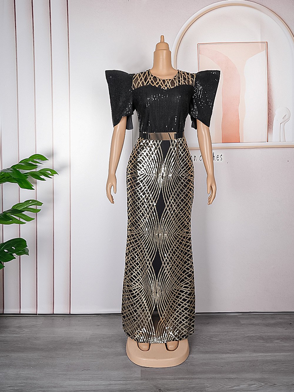 European And American 2024 New Year's Eve New Arrival Sequin Christmas Party Evening Dress African Women's Dress Plus Size Dress