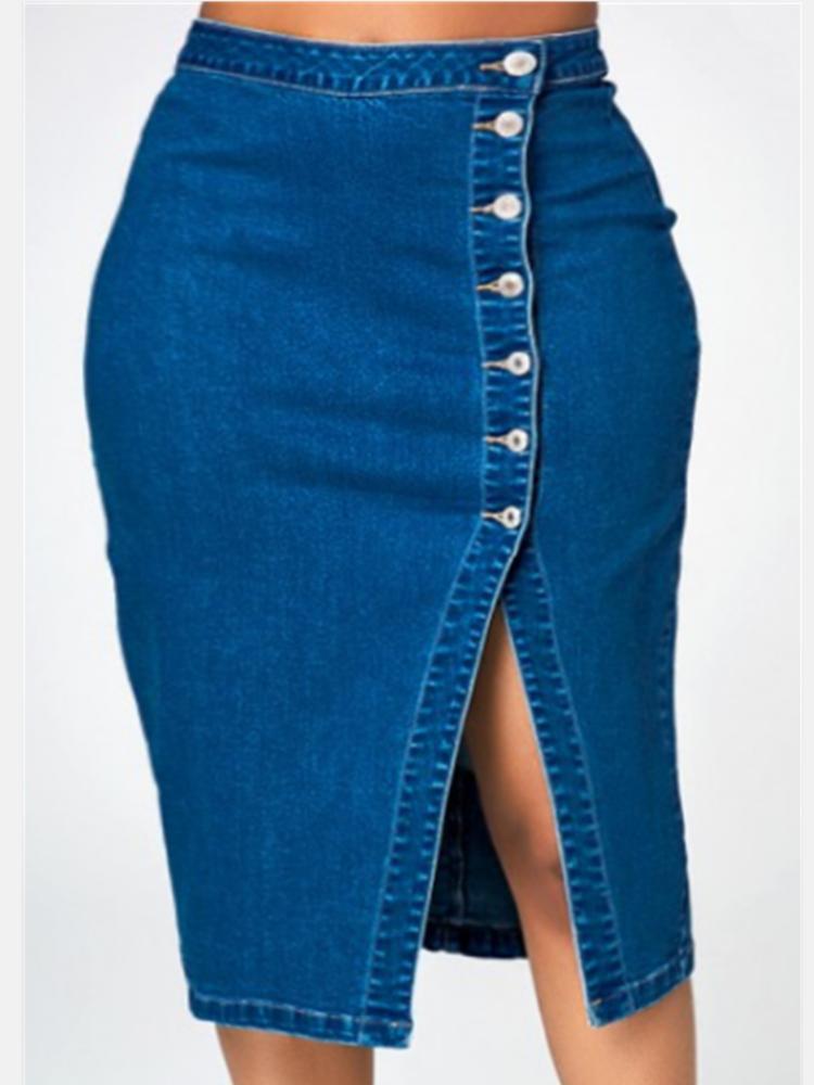 New Office Fashion Casual Mid-length High Waist Denim Dress For Women