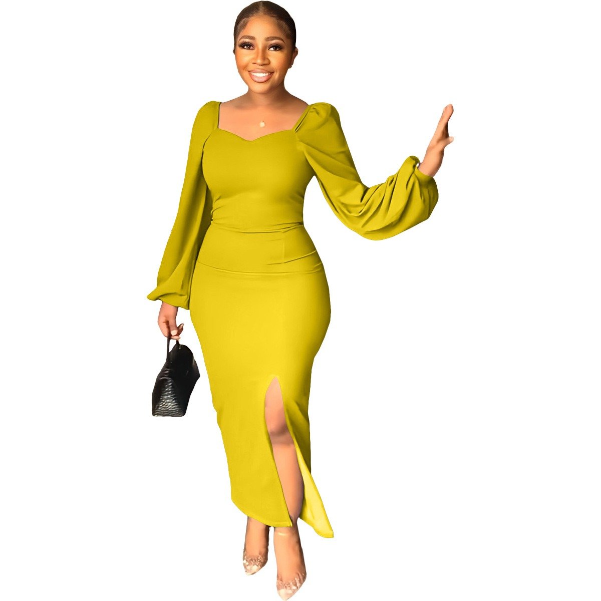 Ladies Elegant Black Maxi Dress Anti Wrinkle Office Party Style Blank Ladies Wholesale