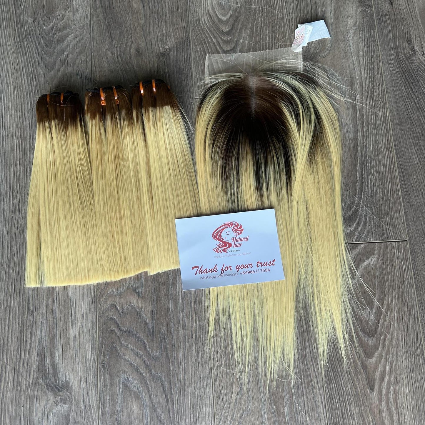 Set For Black Women 2 Strands Of Hair Ombre And 1 Lace Closed Bone Straight Double Pull 100% Virgin Vietnamese Human Harry Wig