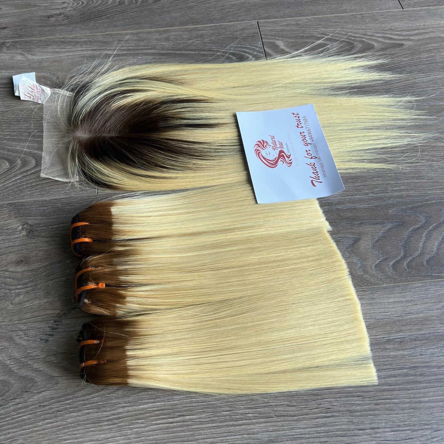 Set For Black Women 2 Strands Of Hair Ombre And 1 Lace Closed Bone Straight Double Pull 100% Virgin Vietnamese Human Harry Wig