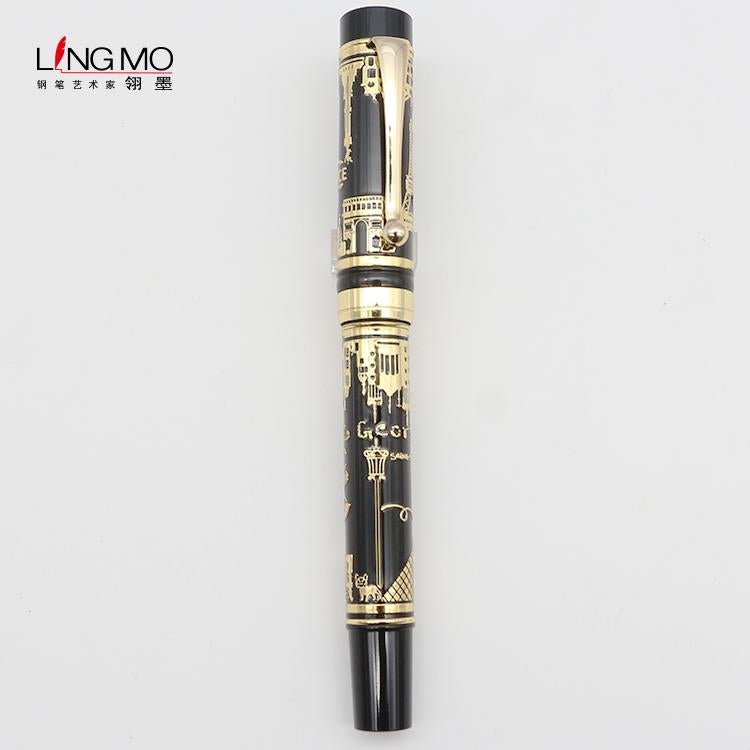 Lingmo High Quality Metal Pen Black Gold With OEM Design Pen With Custom Logo