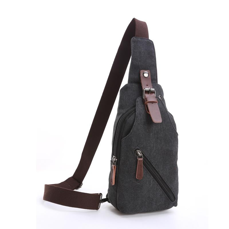 Zuo Lunduo Fashion Solid Color Men's Chest Bag Crossbody Bag Canvas Leather Chest Bag