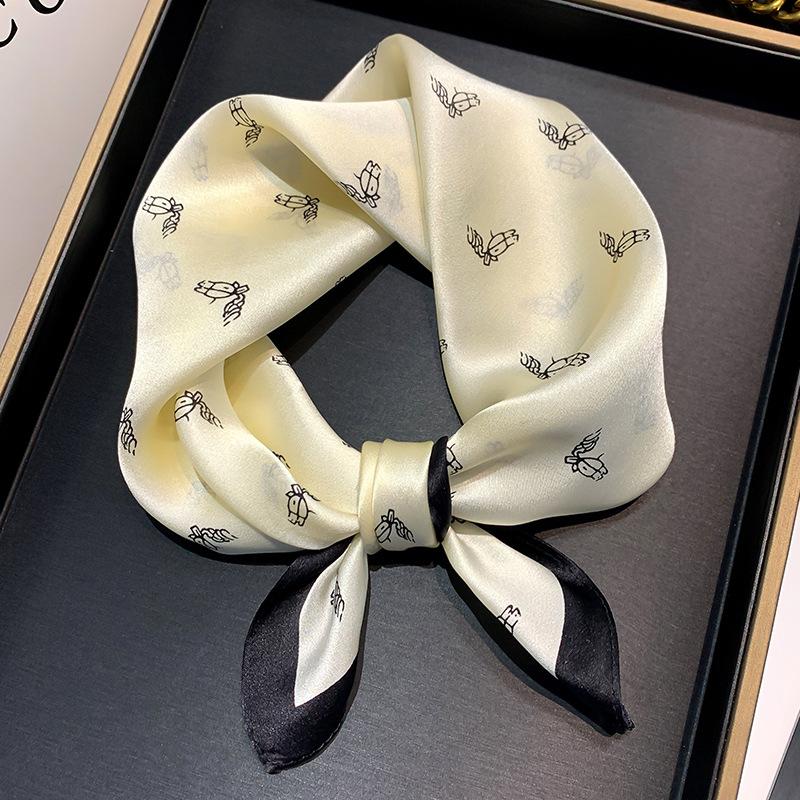 53cm Western-style Jungle Zebra Print 100 Silk Hair Band Female Designer Small Square Scarf Multi-use Thin Silk Scarf
