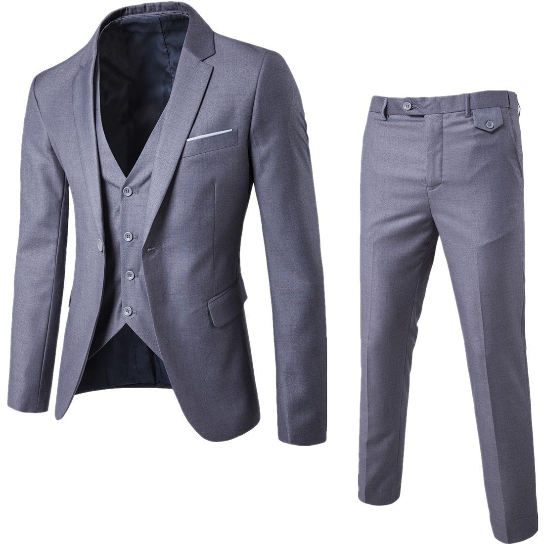New Trendy Men's Three-Piece Jacket Vest Trousers Slim-Fit Suit Groom Best Man Wedding Dress Casual Suit Men's Suit Jacket Slim-Fit