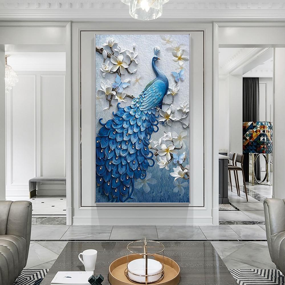 Handmade Decorative Painting Suit Custom Canvas Peacock Round 5d Crystal Diamond Painting