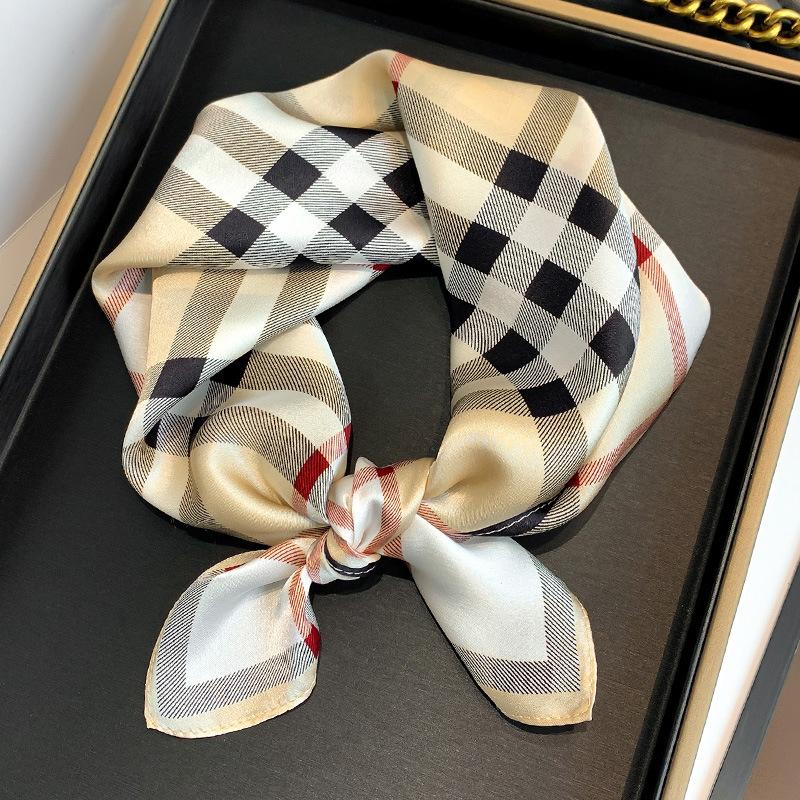 53cm Western-style Jungle Zebra Print 100 Silk Hair Band Female Designer Small Square Scarf Multi-use Thin Silk Scarf