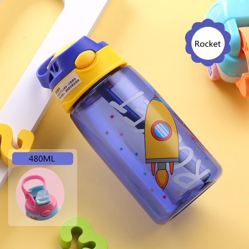 Children Suction Cup Creative Cartoon Baby Feeding Cup With Straw Leak-proof Bottle Outdoor Portable Children Cup