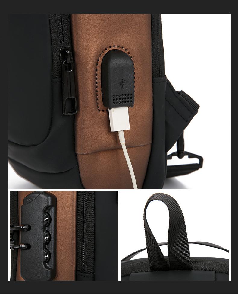 New Fashion Anti-theft Chest Bag Waterproof Crossbody Hanging Bag Nylon U Disk Men's Chest Bag