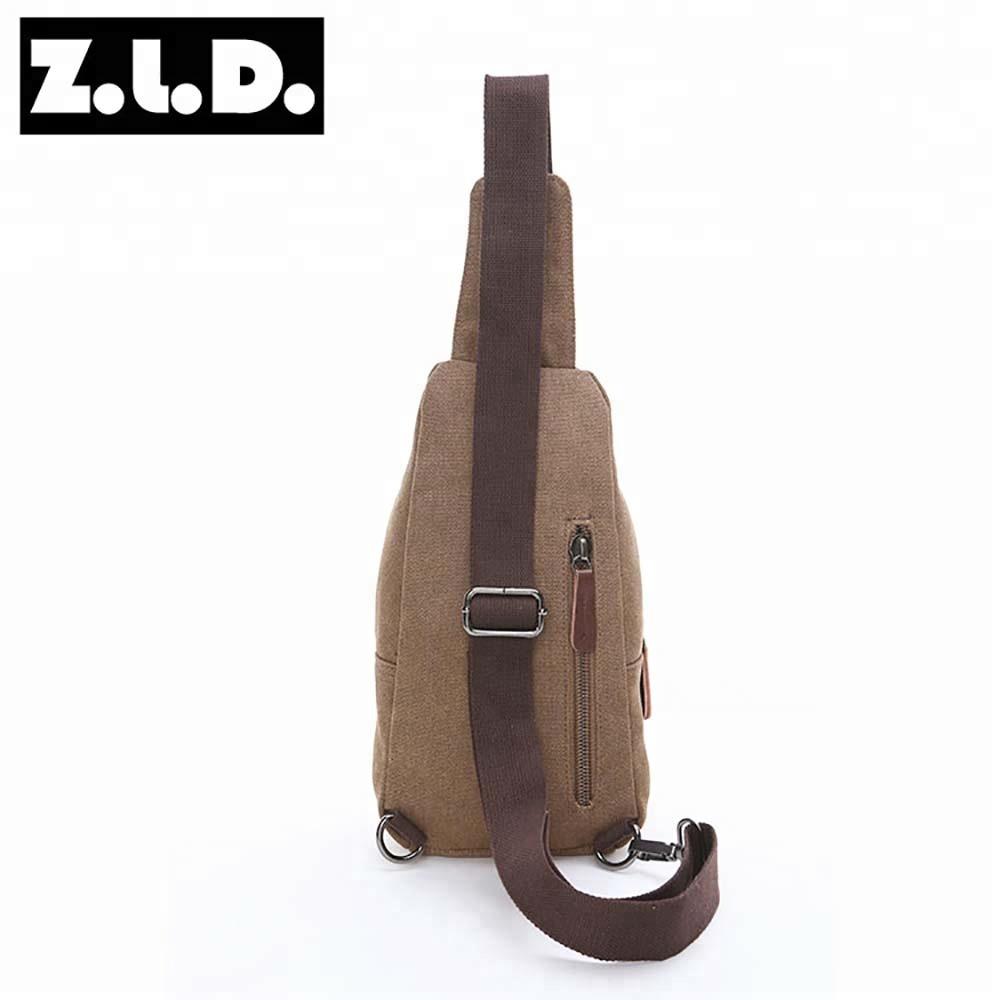Zuo Lunduo Fashion Solid Color Men's Chest Bag Crossbody Bag Canvas Leather Chest Bag