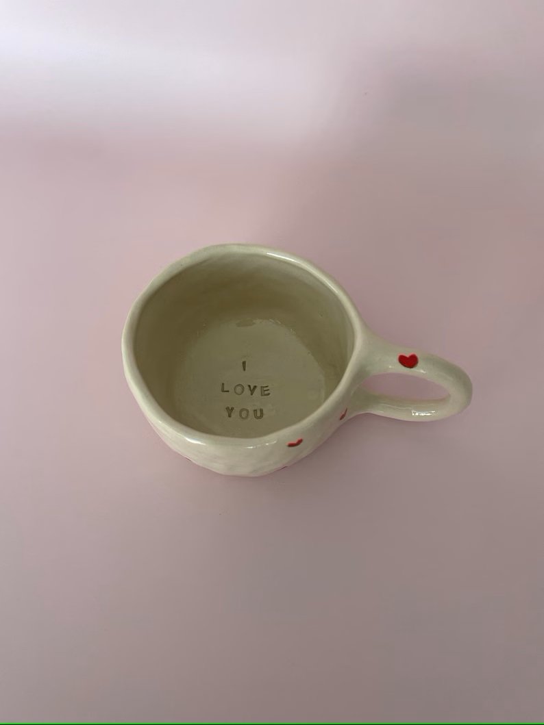 New Cu And Mug Design Love Mug Creative Heart-shaped Handle Water Cup Cute Handmade Ceramic Coffee Cup Saucer Suit