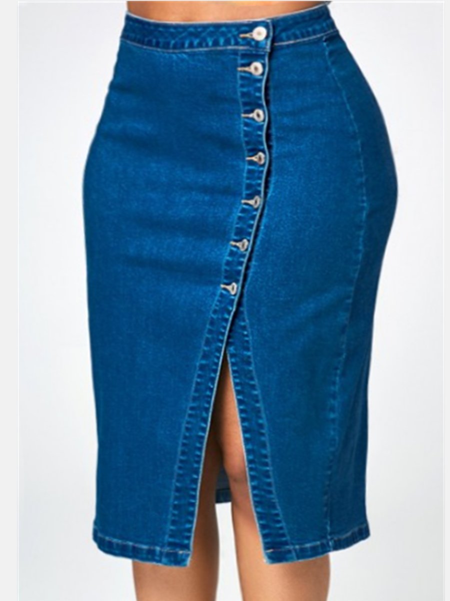 New Office Fashion Casual Mid-length High Waist Denim Dress For Women