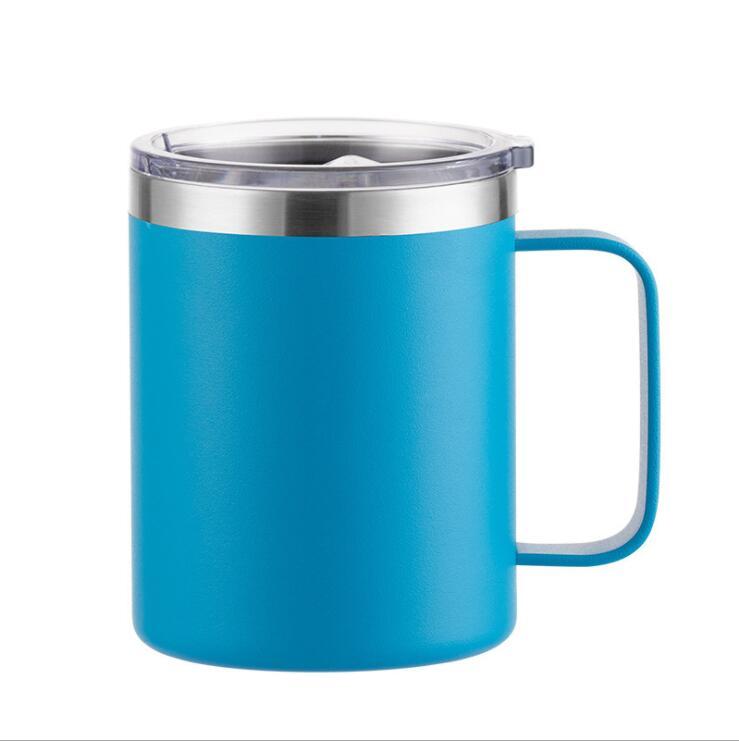 Custom Logo Camping Travel Double Wall 12 Oz 14 Oz Stainless Steel Cup Insulated Coffee Cup With Handle