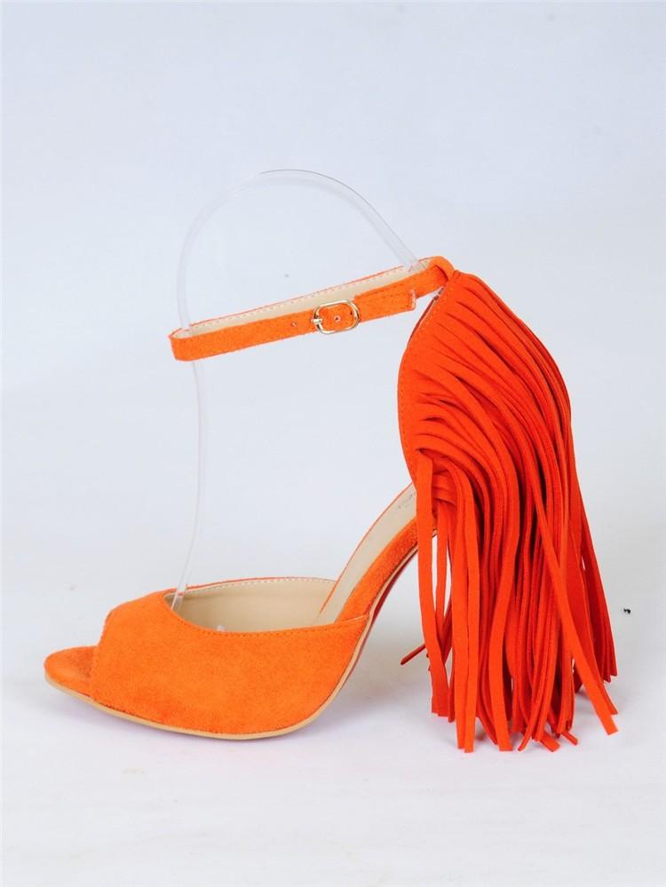 2016 Girls Fashion New Ladies Sandals Women High Heel Sandals Suede Tassel Women Ankle Strap Sexy High Heels
