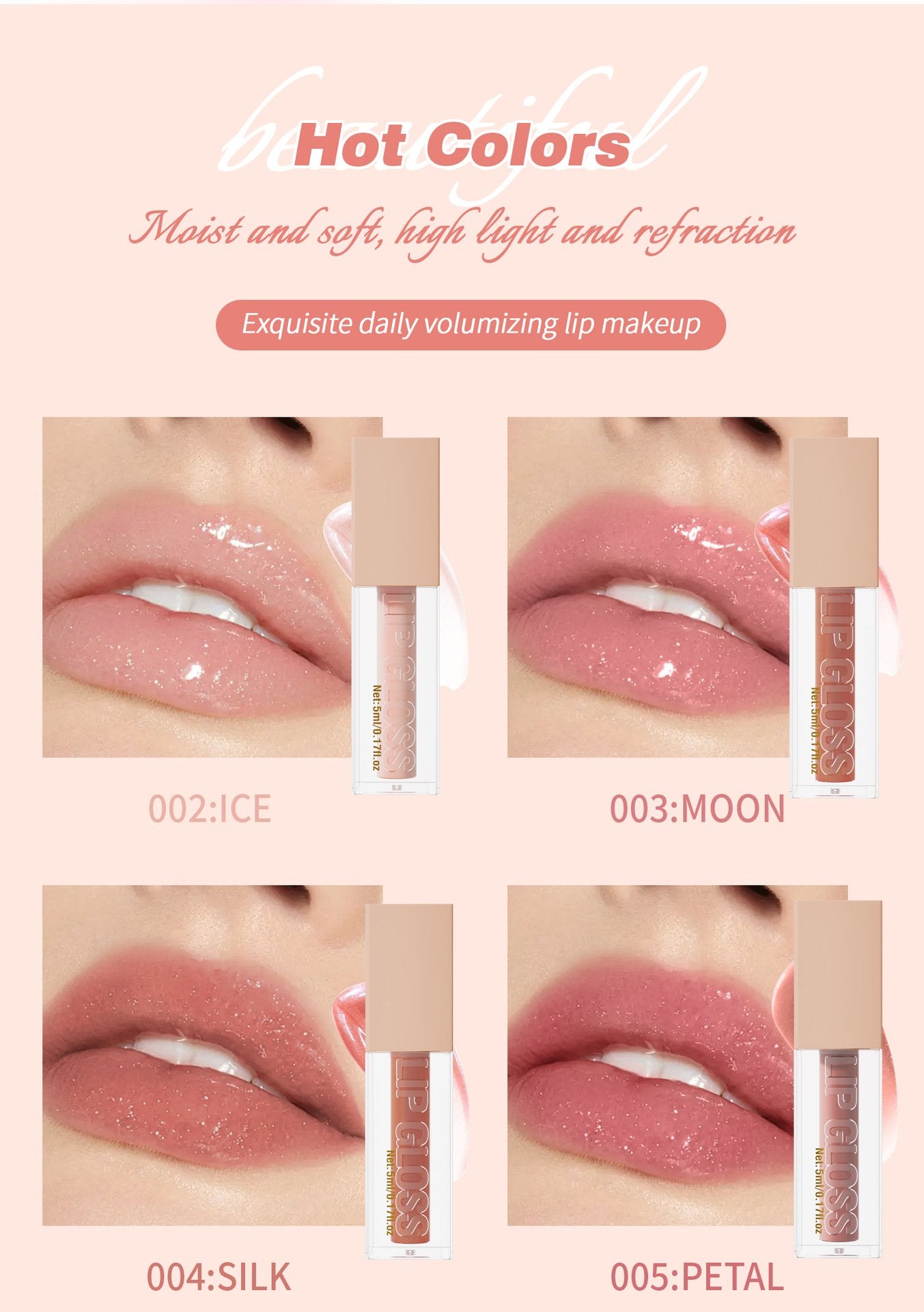 Manufacturer Luxury Cosmetic Gloss Transparent Lip Glaze Wholesale Bulk Glitter Lip Gloss