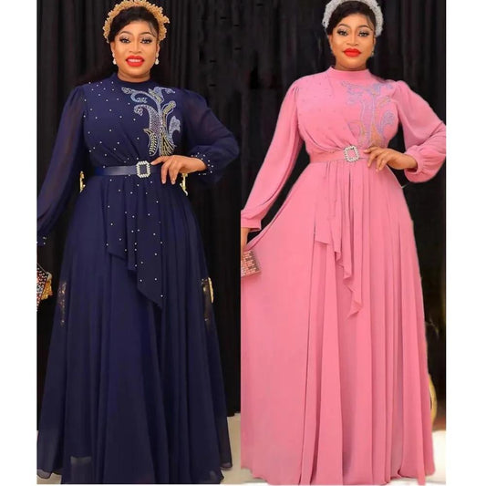 African Dress Long Dress African Costume Elegant Kaftan Muslim Chiffon Maxi Dress 2023 Plus Size Ladies Dinner