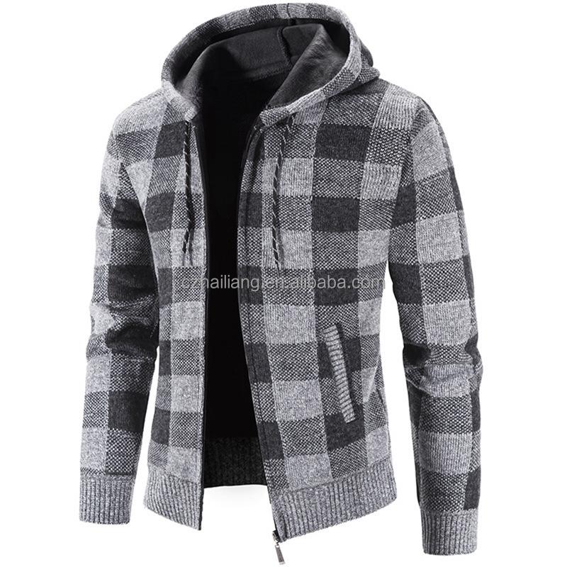 New Winter Plus Size Men's Sweater Custom Cardigan Jacket Men's Clothing Full Zip Wool Hoodie Sweater