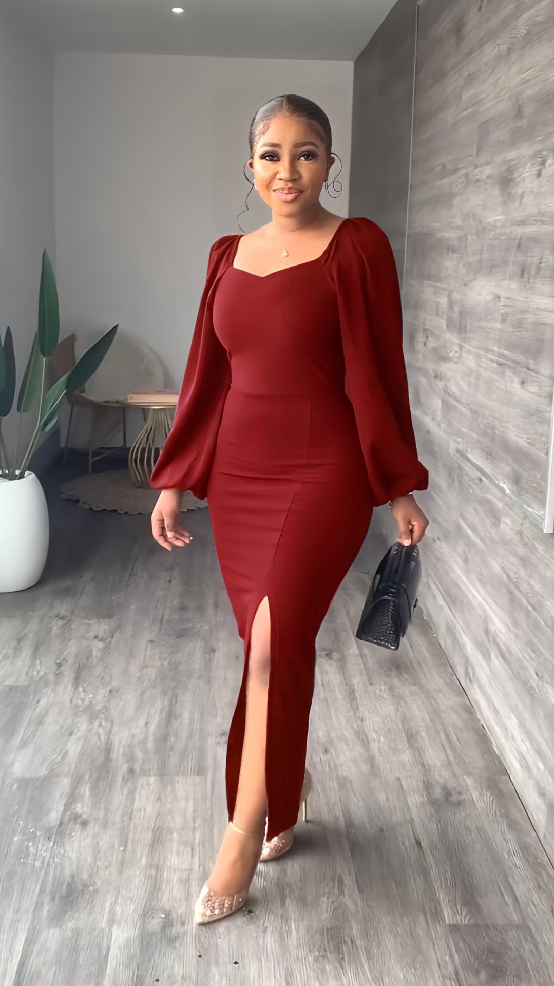 Wholesale Women Elegant Long Sleeve Midi Women