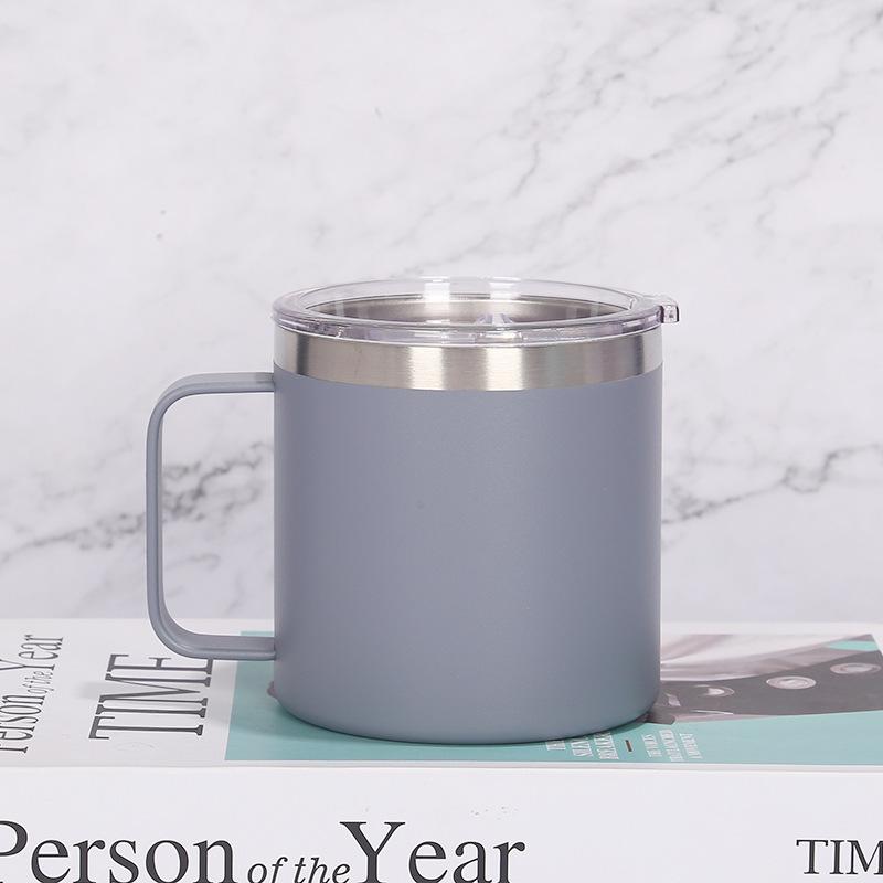Custom Logo Camping Travel Double Wall 12 Oz 14 Oz Stainless Steel Cup Insulated Coffee Cup With Handle