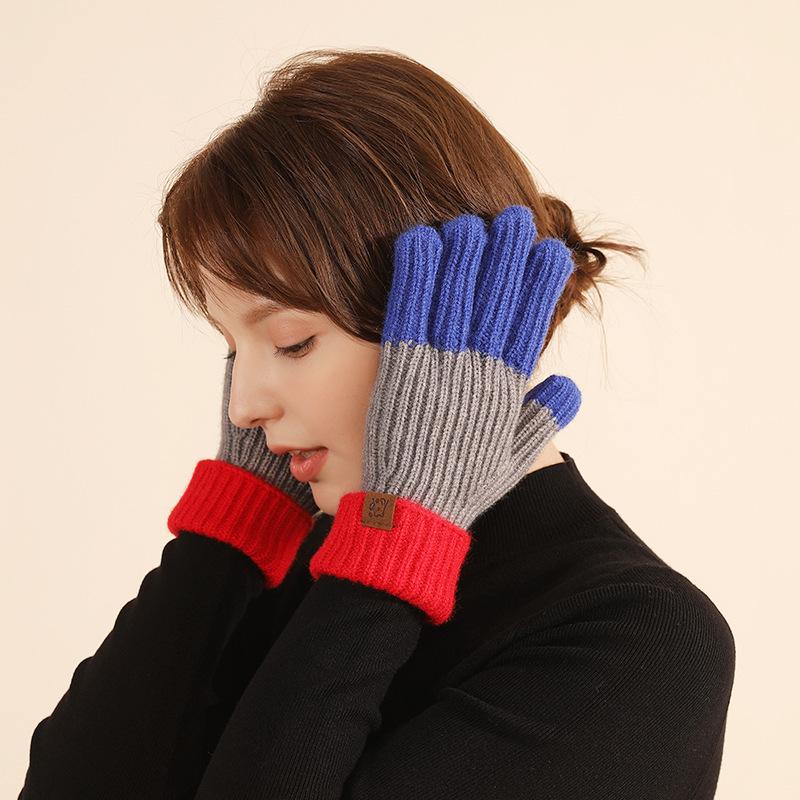 Winter Cold Weather Warm Wool Blend Jacquard Knit Gloves For Girls