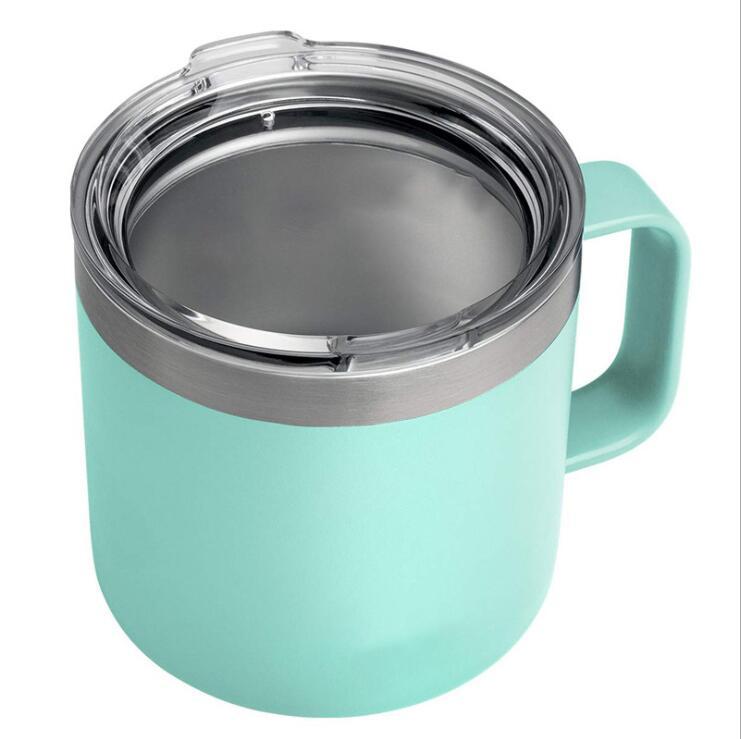 Custom Logo Camping Travel Double Wall 12 Oz 14 Oz Stainless Steel Cup Insulated Coffee Cup With Handle