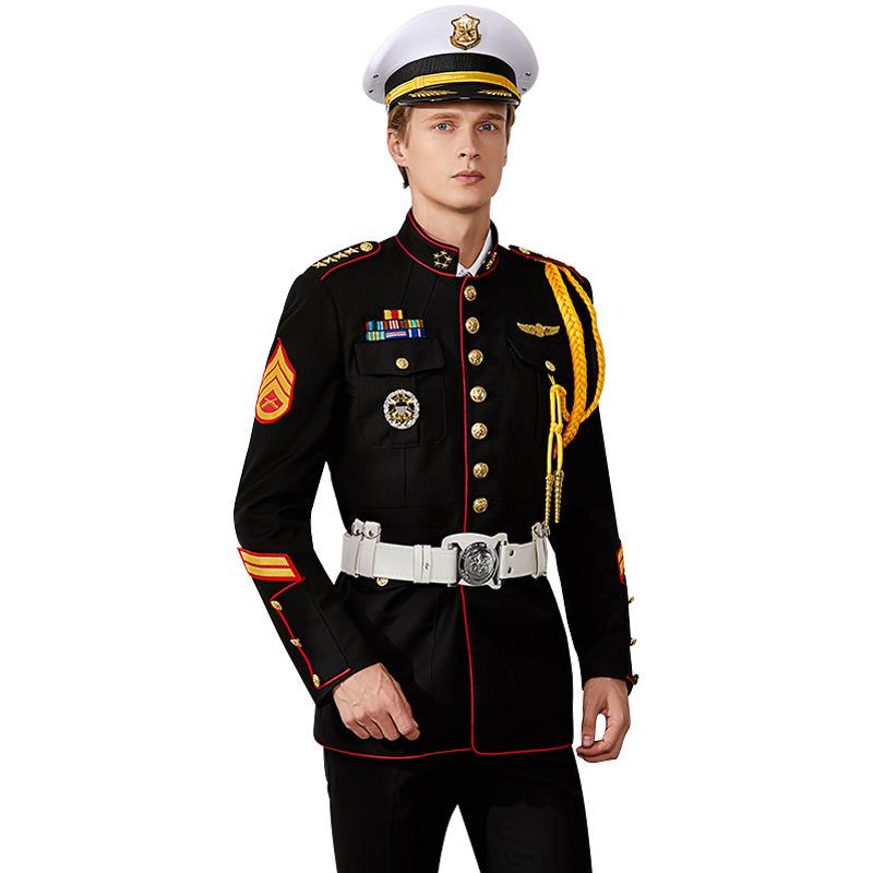 High Quality Fashion Custom Winter Black Airport Hotel Work Wear Royal Security Uniform Men