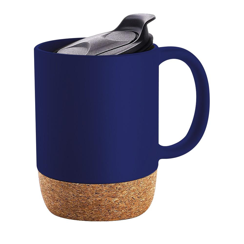 Customized Logo Creative 15 Oz 450 Ml Gift Office Home Indoor Milk Coffee Tea Cup Ceramic Cup With Cork Bottom Base And Sliding Cover