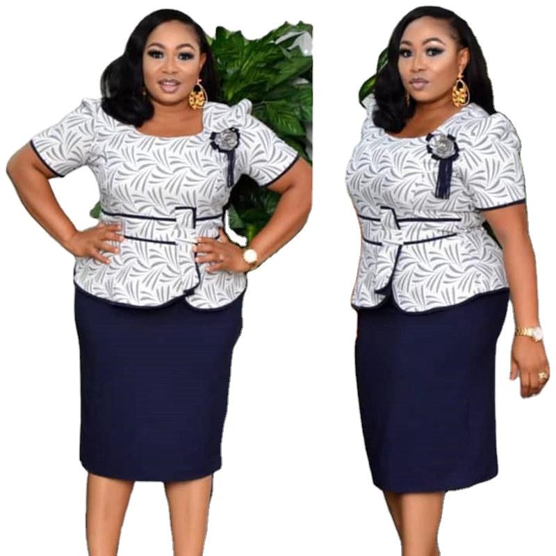 Y208109 African Women's African Digital Print Dress 6XL Casual Round Neck Dress