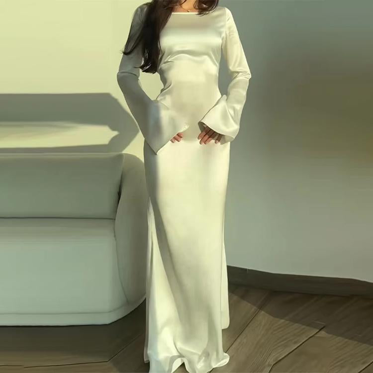 Custom Fashion 2024 Elegant Formal Tight Women Long Sleeve Layered Women Casual Linen Dress