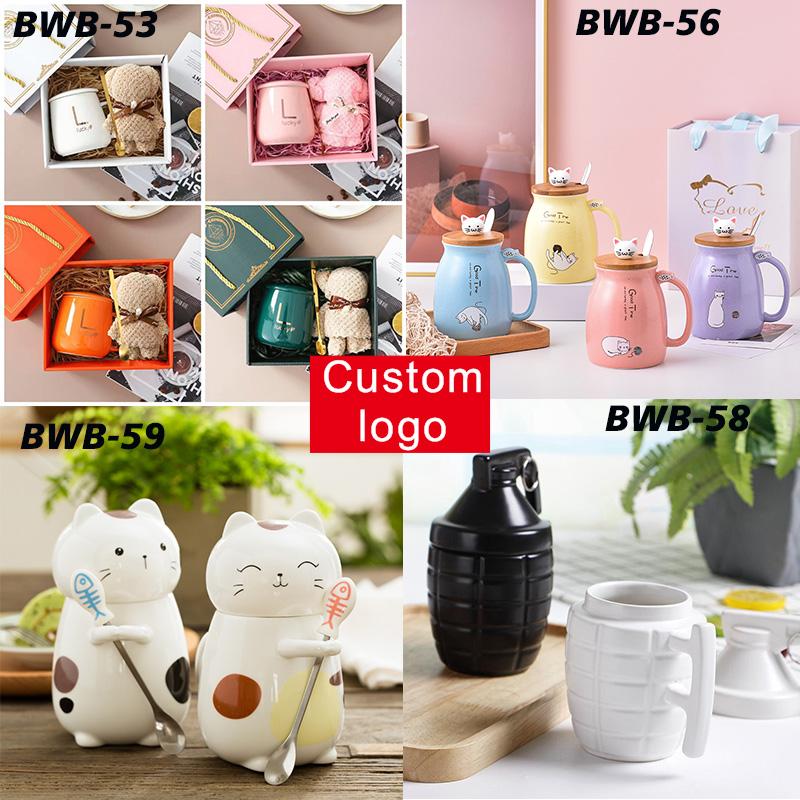 Custom Logo Gift Cup New 2024 Ceramic Logo Plastic Straw Stainless Steel Cup Variety Of Promotional Cups