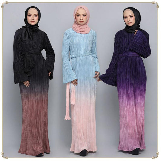 Ombre Pleated Robe Dress Mean Dress Yiwu Manufacturers Wholesale Mushilin Dress