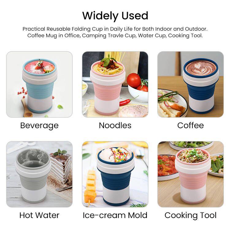 Customized Portable Eco Foldable 16 Oz 350 Ml 450 Ml 500 Ml 550 Ml Outdoor Travel Reusable Silicone Foldable Foldable Coffee Cup Mug