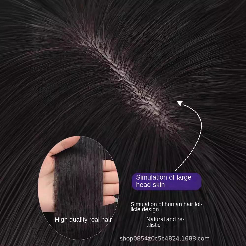 Real Hair Medium Long Air Bangs Bob Hair Age Reduced Clavicle Hair Full Head Wig $1.2 Get 8 Tools Suit