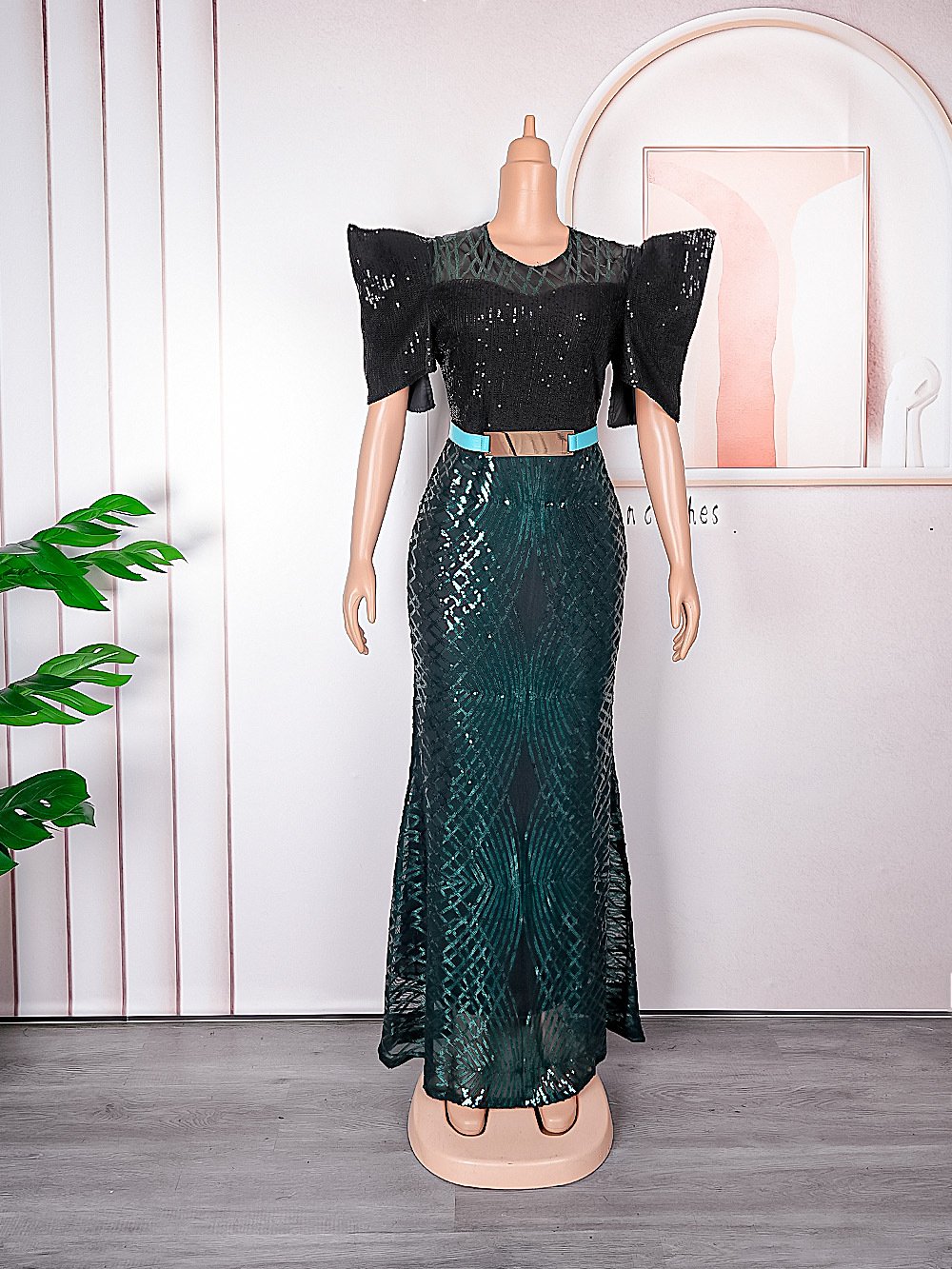 European And American 2024 New Year's Eve New Arrival Sequin Christmas Party Evening Dress African Women's Dress Plus Size Dress