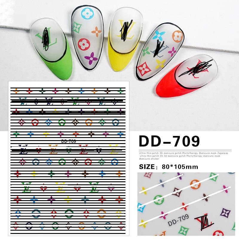 Popular 3D Designer Nail Stickers Luxury Brand Logo Nail Art Decal