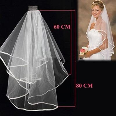 Simple Short Tulle Wedding Dress Two-Layer Comb White Ivory Wedding Dress Bridal Wedding Jewelry