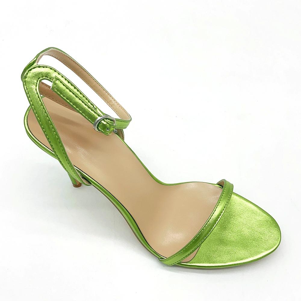 Custom Women Fashion Stiletto Pumps Ankle Buckle Sandals Open Toe High Heels Stiletto Solid Color Spring Party PU