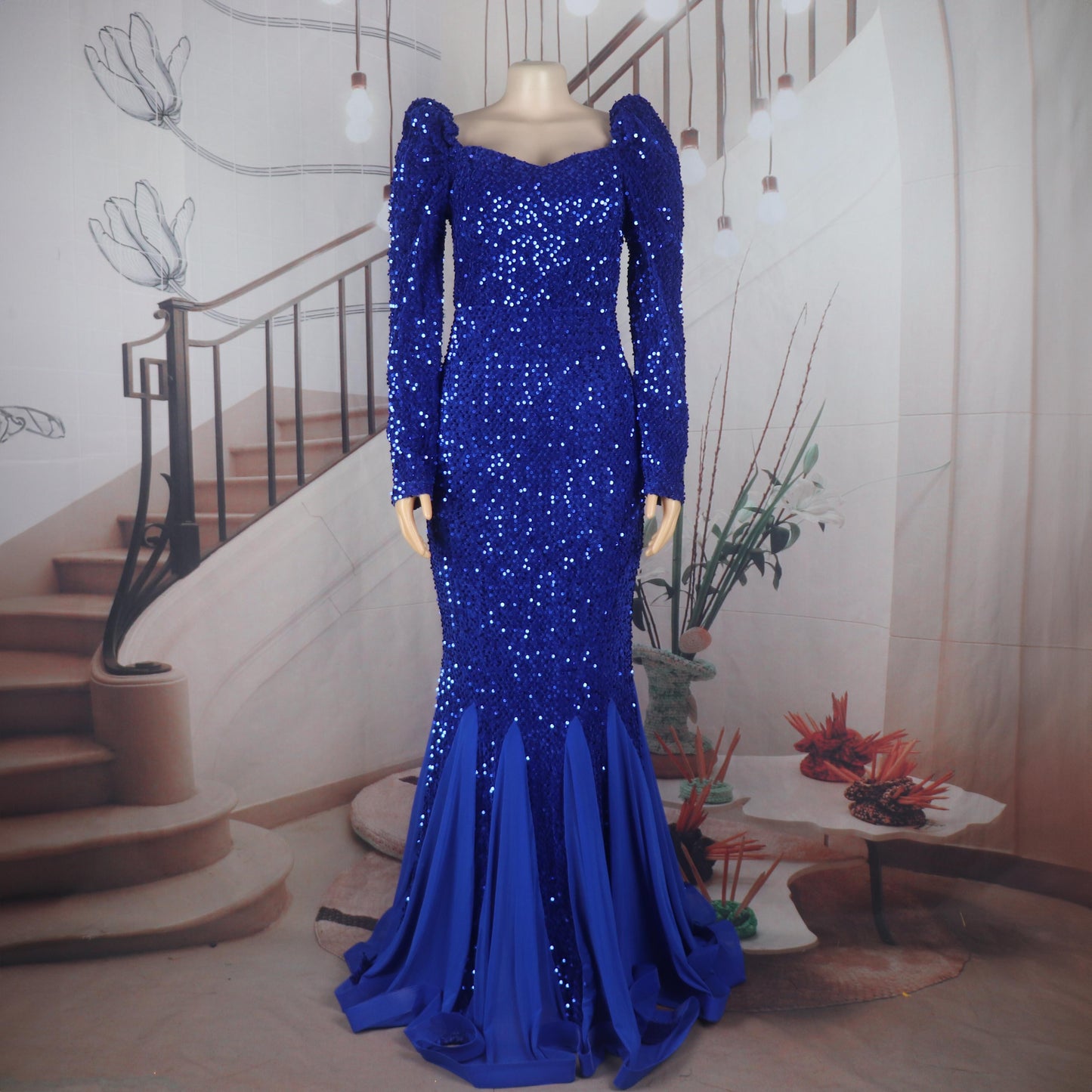 Elegant African Clothing Dress Women African Dress Sequins Latest African Dress Style African Women Hem Mesh Dress