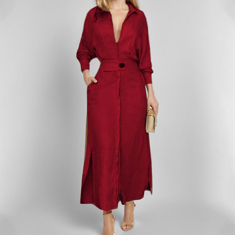 2024 Trendy Autumn New Women's European And American Women's Shirt Dress Long Sleeve Shirt Dress Women's Clothing