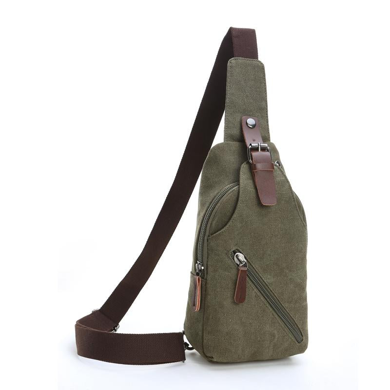 Zuo Lunduo Fashion Solid Color Men's Chest Bag Crossbody Bag Canvas Leather Chest Bag