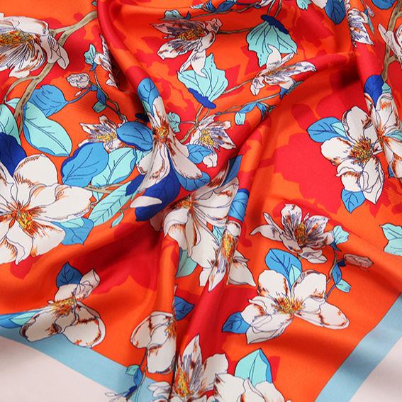 100% Silk Scarf Custom Printed Silk Twill Square Scarf Ladies Digital Printed Silk Scarf With Your Own Design