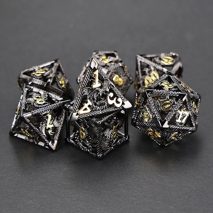 Custom Dice Maker D100 D20 Edge 1000 Big Side Dice Black Polyhedral Hollow Metal Board Game Pack Dice Suit