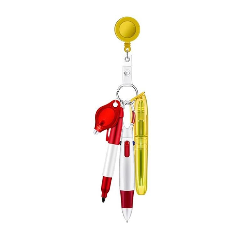 Assemble Multi-function Nurse Pen Set Clip Badge Holder Retractable Custom Nurse Pen Badge Reel Nurse Doctor Gift