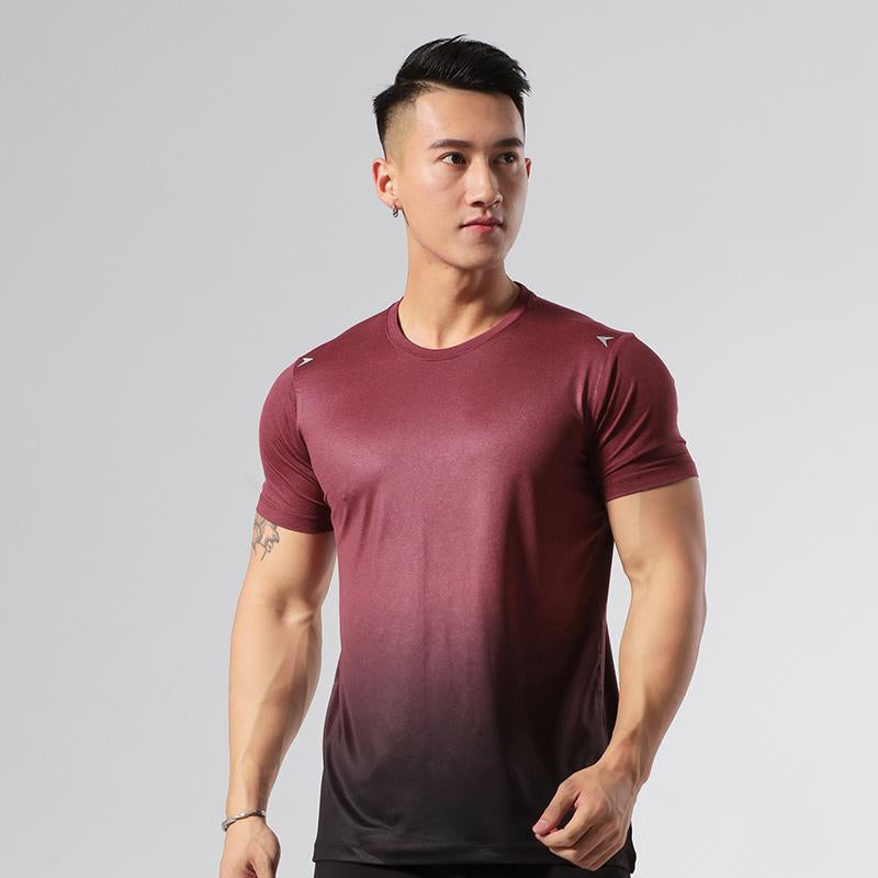 Quick Drying Four-way Stretch T-shirt Sports Top Sports Gradient Regular Suitable For Jogger Man Technical Shirt