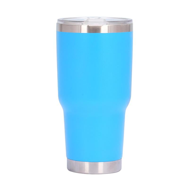 Custom Logo Powder Coated Metal Cup Double Wall Vacuum Insulated Stainless Steel 20 Oz 30 Oz Car Tumbler Cup Travel Coffee Mug
